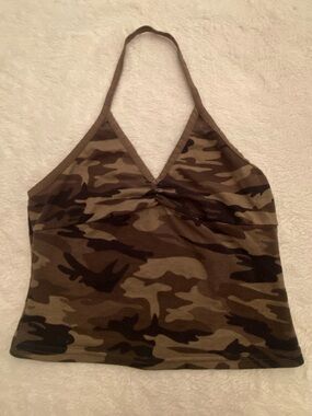 Women’s Camouflage Halter Tank Top - Olive Camo